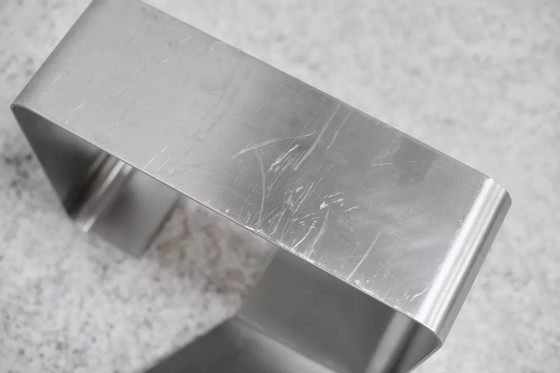 Image 1 of Kinetic" Low Table with Steel Legs and Glass Slab