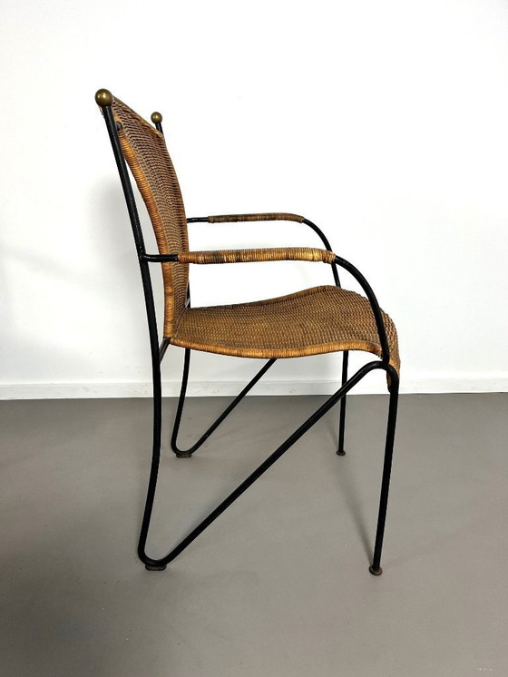 Image 1 of Juego de 4 sillas de mimbre de Frederick Weinberg, EE.UU., años 60.