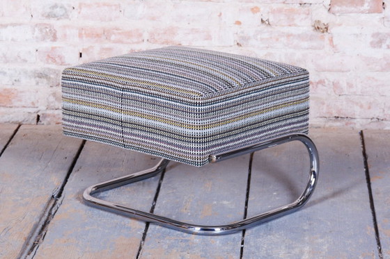 Restored Bauhaus Armchair With Stool, By W. Gispen, Mücke-Melder, Czech, 1930s – Textile, Wood (photo 15 of 19)