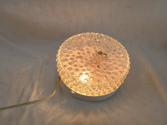 Image 1 of Vintage RZB Bubble Glass Ceiling Light 1970s - Industrial Wall Sconce Flush Mount German Design Opaline Textured Diffuser