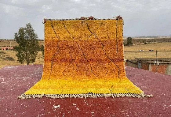 Moroccan Beni Ouarain rug 300 × 200 cm – saffron yellow and black – Rugs & carpets, Wool, Cotton, Vintage (photo 8 of 8)