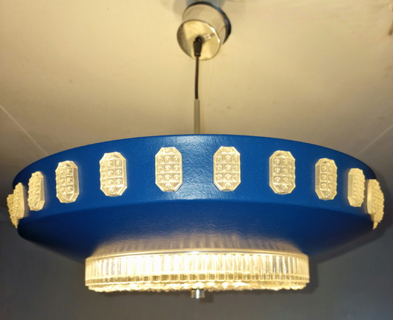 Image 1 of Vintage space age glas en metalen hanglamp