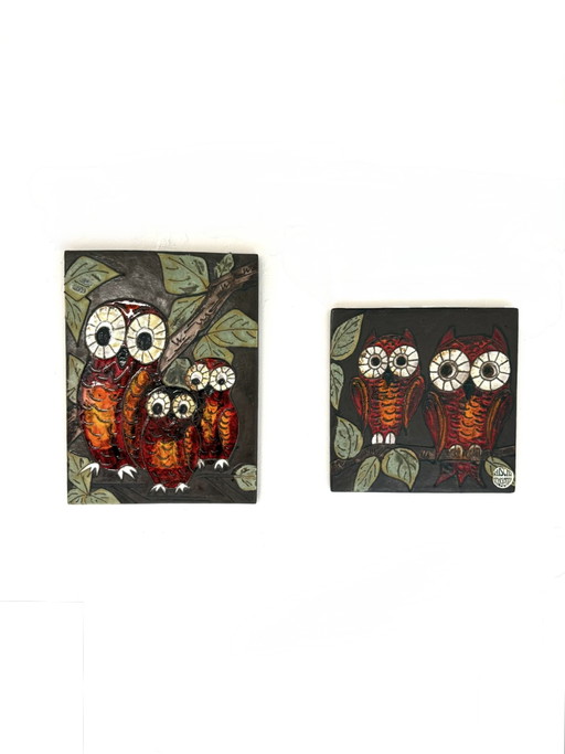2x Ceramic Wall Tile, Ruscha Keramik ‘60 – wanddecoratie