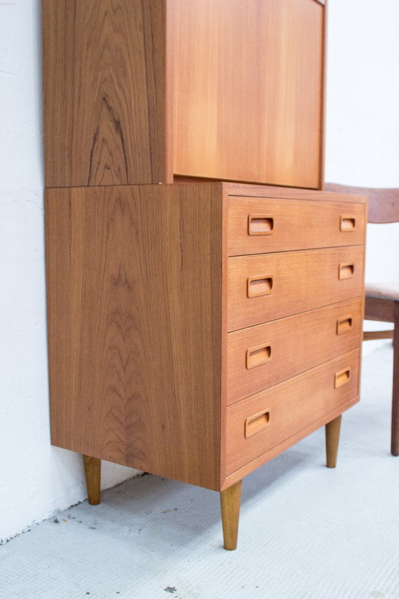 Image 1 of Poul Hundevad libreria segretaria a ripiani alti vintage in teak