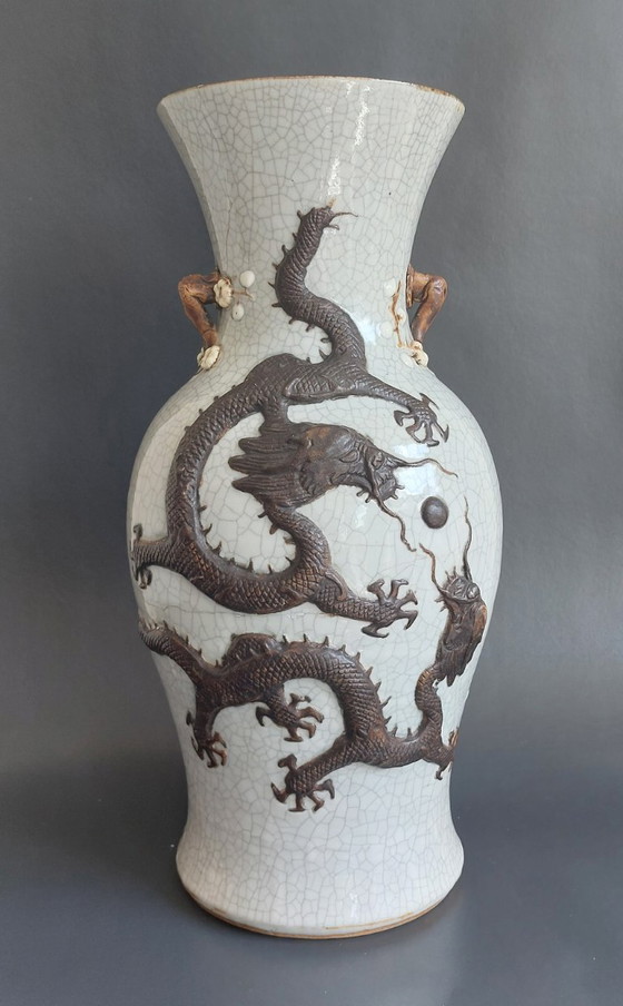 Image 1 of Große Vase aus Craquelé-Ware aus Nanking, 19.
