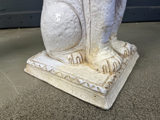 Image 1 of Pair of Renaissance Style Terracotta Lion Sculptures, 1950s