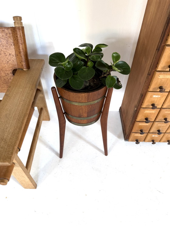 Image 1 of Jardinière vintage en teck et laiton, Jydsk Bødker '60