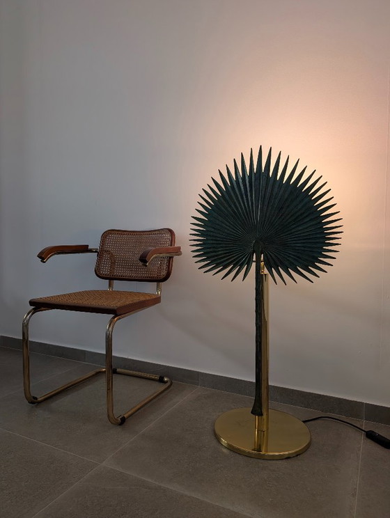Monumental Valenti Fan Palm Bronze and Brass Table Lamp, 1970s (photo 4 of 20)