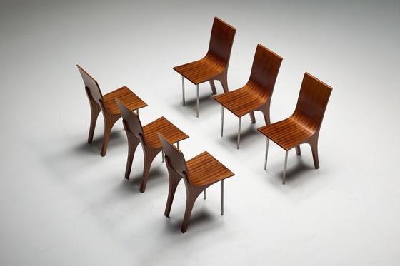 Image 1 of Chaises de salle à manger postmodernes en noyer, Italie, années 1980
