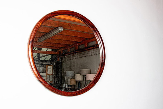 Image 1 of Grande specchio rotondo in palissandro danese di Vildbjerg Mobelfabrik 1960