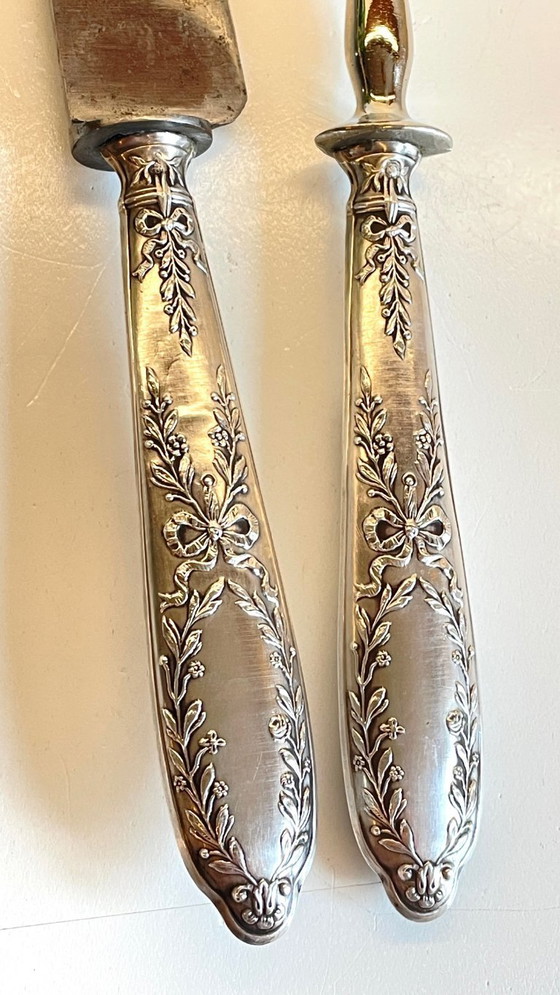 Image 1 of Silver-plated cutlery set with Minerva helmet, Paris