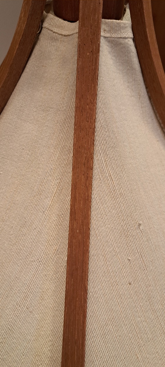 Image 1 of Vintage Domus Pendant Lamp – Teak Wood & Fabric – Mid Century Scandinavian Design