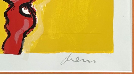 Peter Diem (1945) - Orange Nose Cow, Lithographien & Drucke, Papier, Metall, Rot, Abstract (Foto 2 von 5)