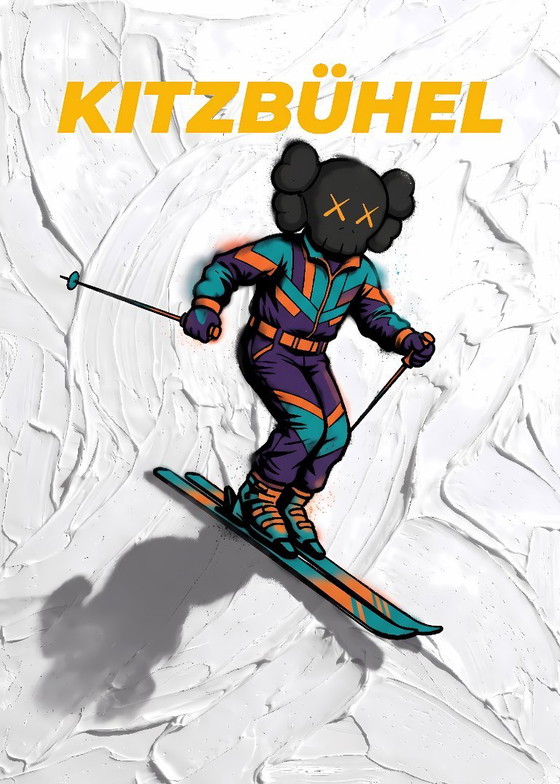 KAWS Kitzbühel Skifahrer Kunstdruck, Kunstdrucke, Papier, Mehrfarbig, Modern (Foto 5 von 5)