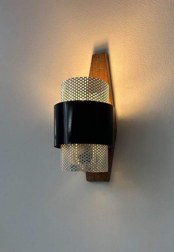 Image 1 of Applique vintage, legno, metallo laccato bianco e nero, Francia, 1950