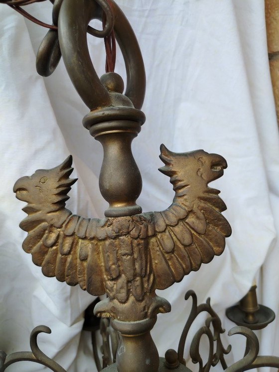 Image 1 of Lampadario imponente in ottone massiccio fuso, stile barocco fiammingo-olandese, a 18 luci – 30 kg