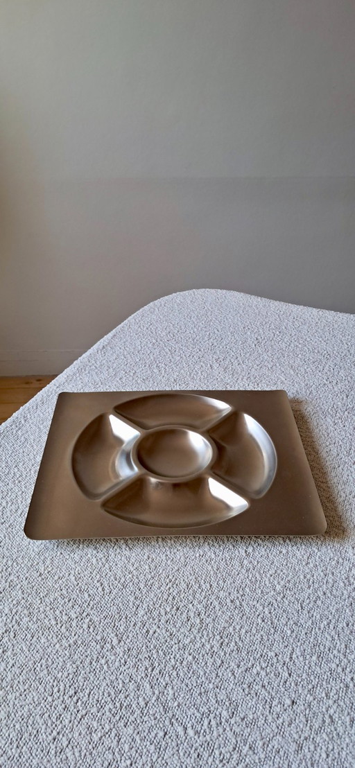 Vintage roestvrijstalen serveerschaal