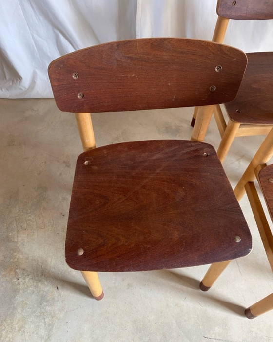 Four low chairs Kvetny and Sonners Stolefabrik Denmark 1960, Side chairs, Wood, Brown (photo 13 of 15)