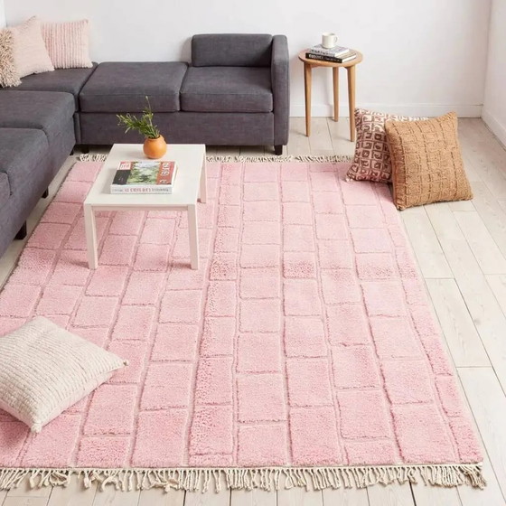Tapis marocain shaggy moderne à motif quadrillé 250CMx150CM – Wool, Cotton, Scandinavian (photo 13 of 14)