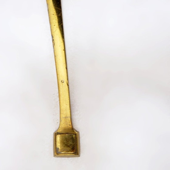 Image 1 of Lámpara de pie de latón y madera para biblioteca o lectura, mediados del siglo XX.