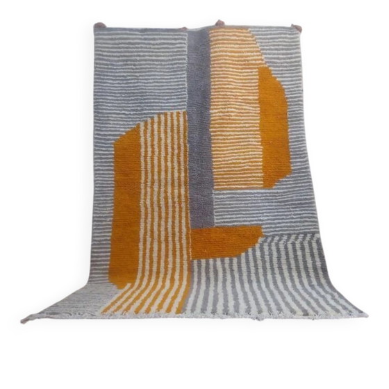 Tapis marocain gris en laine tissée à la main - tapis fait main - 252 x 163 – Wool, Cotton (photo 2 of 10)