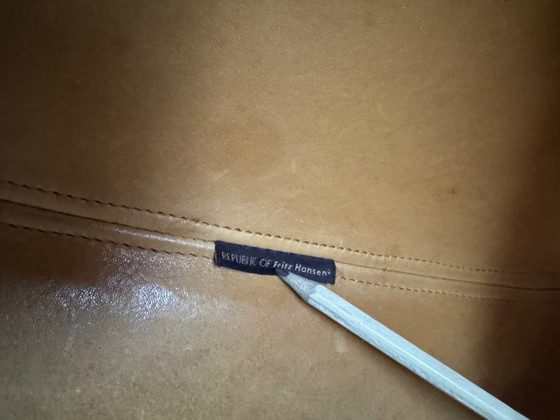 Image 1 of Arne Jacobsen Egg Chair – Fritz Hansen – Vintage leer, licht walnoot – Designklassieker