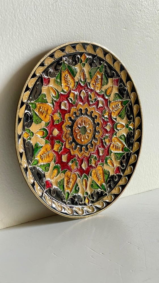 Image 1 of Vintage messing bord met vakjes