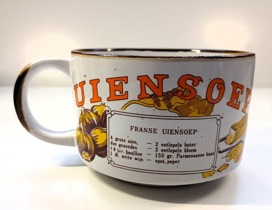 Image 1 of (W007) Complete vintage set of 6 soup bowls with recipes – 70s retro classics