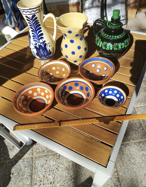 Set Vase/Bowls Rustic German Landhaus DDR Retro