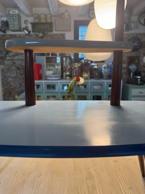 Mid-Century Meerlaagse Plantentafel – Jaren 50/60 Atomic Formica – Hout, lamine (photo 7 of 8)