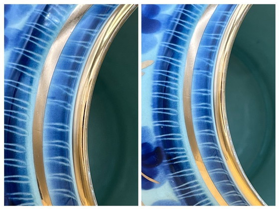 Image 1 of H. Bequet, Jarrón de jengibre, Azul vibrante con detalles dorados, Espectacular