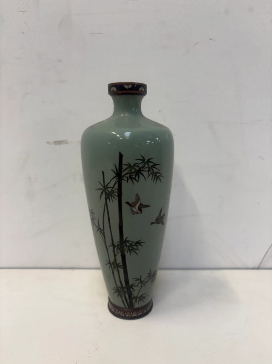 Jarrón Cloisonné Japonés – Período Meiji – Motivo de Pájaro – 19 cm – Jarrones (photo 9 of 9)