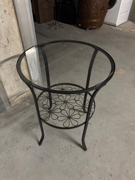 Table d'appoint vintage en fer forgé