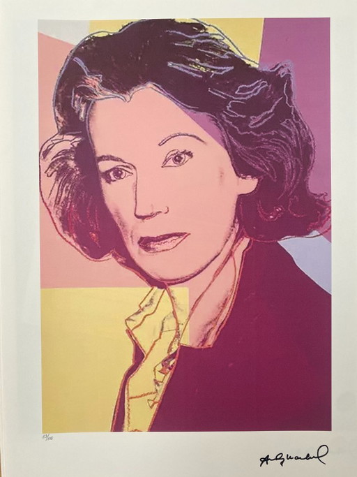 Nach Andy Warhol, Milred Scheel, 1980er Jahre, Lithografie – lithos zeefdrukken, Paper