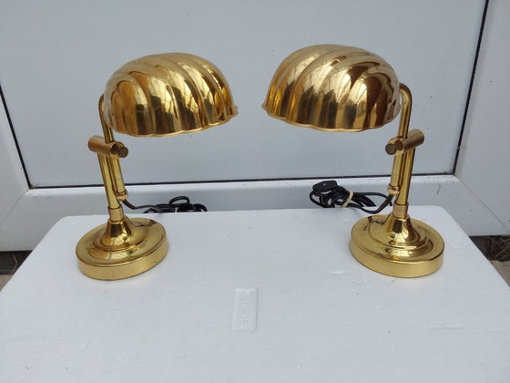Image 1 of 2 shell lamps gold color HANS KÖGL style shell model