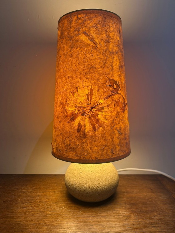 Image 1 of Stone lamp with a dried flower lampshade, 1970
