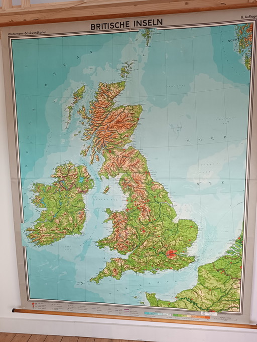 Mapa escolar antiguo: Islas Británicas