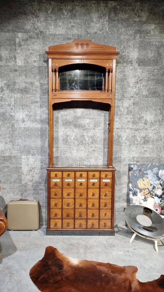 Image 1 of Apothecary Cabinet Drawers Antique Pharmacy Cabinet