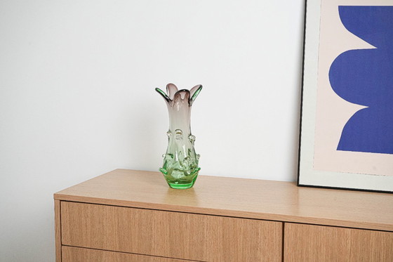 Image 1 of Groene vaas, Murano glas, jaren 60, gemaakt in Italië