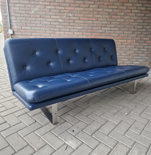 Canapé trois places en cuir bleu Artifort Kho Liang C684, canapé design, captivé