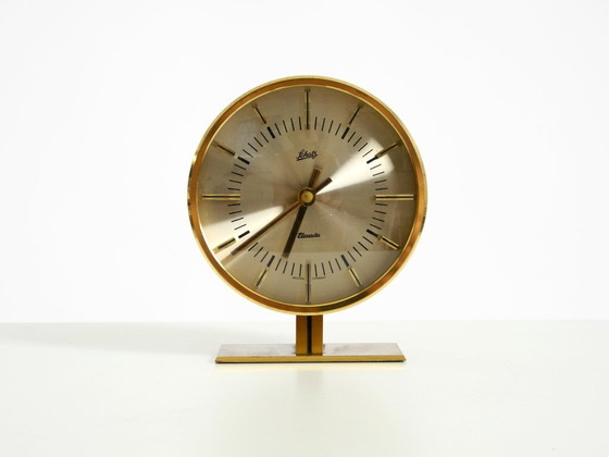Zeldzame originele ronde messing tafelklok uit de jaren 60 van Schatz Duitsland – Klokken, Brass (photo 3 of 20)