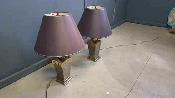 Image 1 of Lampade da tavolo vintage in peltro, anni '70 - set da 2