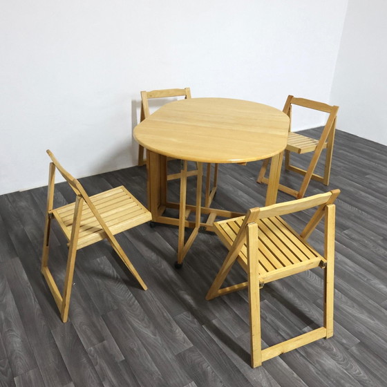 Image 1 of Set Tavolo E Sedie Richiudibile Design Scandinavo Anni 80 Modernariato