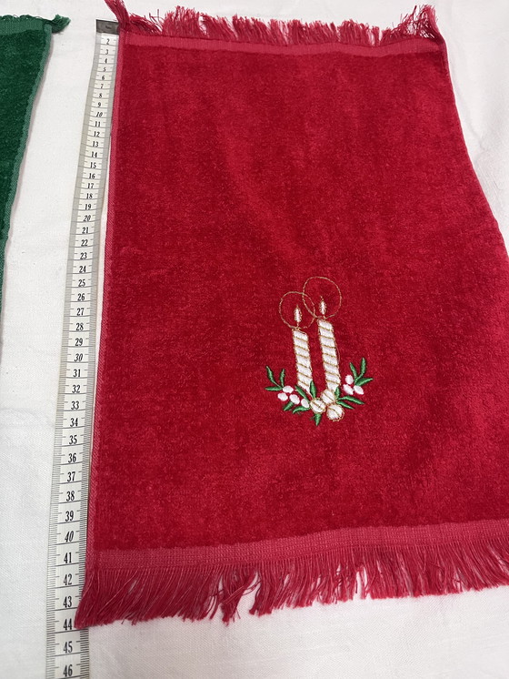 Image 1 of 2x asciugamani per ospiti Vintage Cannon Natale (prodotti negli USA)