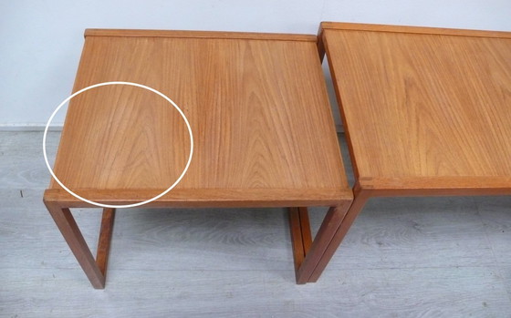 Image 1 of Teakhouten salontafelset uit de jaren 60, 3-delig, model 134 van Kai Kristiansen, multifunctioneel en flexibel, Deens modern.