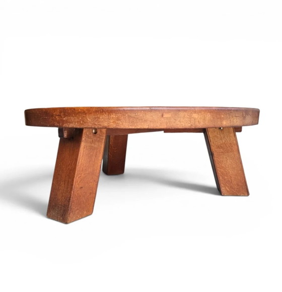 Brutalist oak coffee table / heavy weight 75 kg / 1960s – Coffee table books (photo 2 of 19)