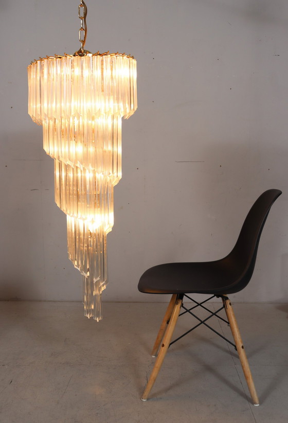 Image 1 of  Gran araña/lámpara de techo de Paolo Venini, cascada, cristal de Murano, Italia, años 70