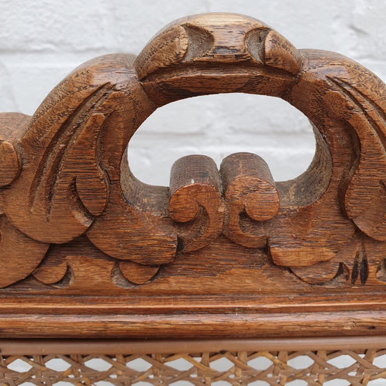 Image 1 of 6 Old Antique Chairs in Oak with Woven Cane Seat and Backrest. In Good Condition. To be picked up.