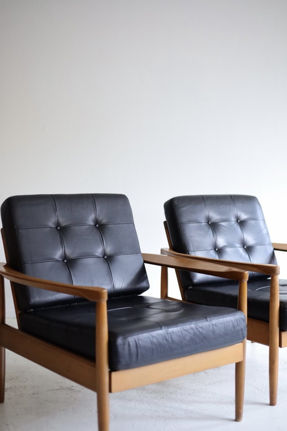 Set di 2 poltrone scandinave vintage anni '50/'60, Legno, Nero (foto 3 di 8)