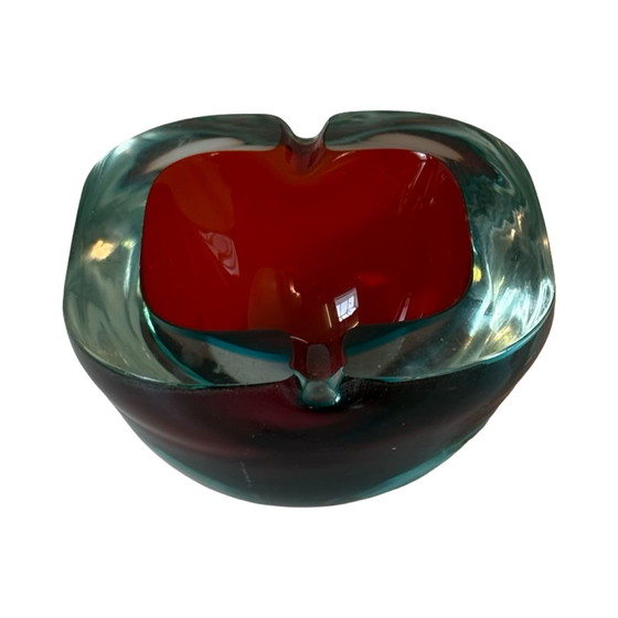 Image 1 of Murano Glass - Ashtray - Red and Blue, Geode-Like Shaped
